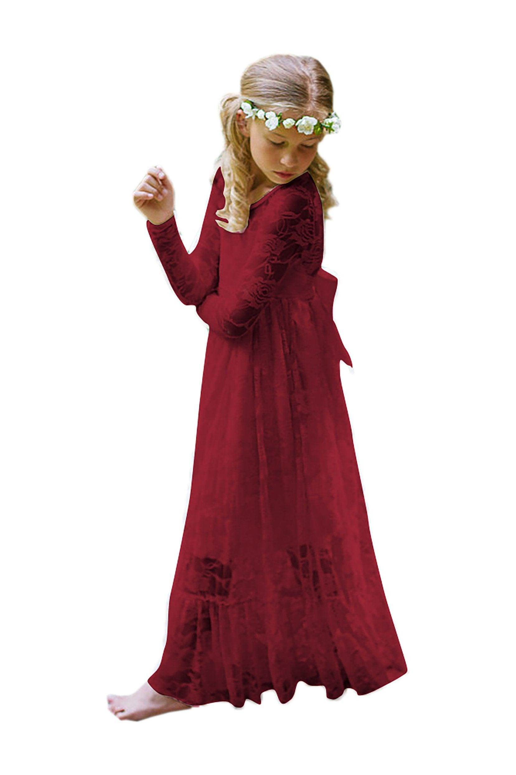 A-Line Floor Length Tulle Lace Flower Girl Dress CF0297 - COCOMELODY